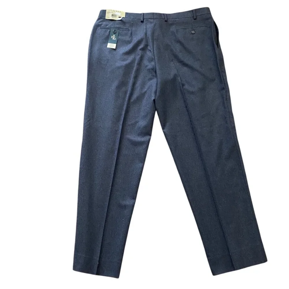 Lauren Ralph Lauren Men Flat Front Pants Slacks 42W x 32L Wool Gray Classic Fit